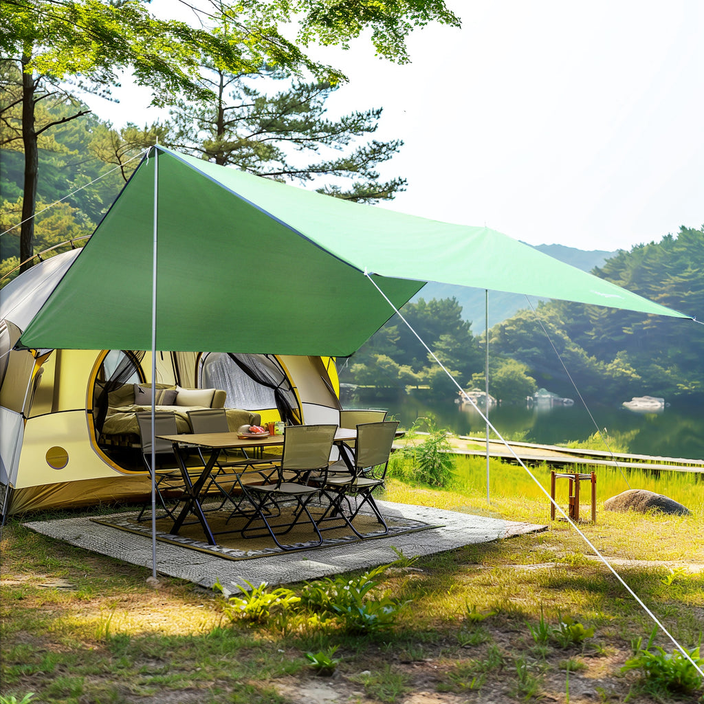 Portable Awning 3x3 m, Waterproof Awning for Camping and Beach, Green