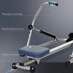 Folding Rowing Machine, 4 Resistance Levels and Display, Steel and ABS, 129x70x70 cm - Borge' Group Limited