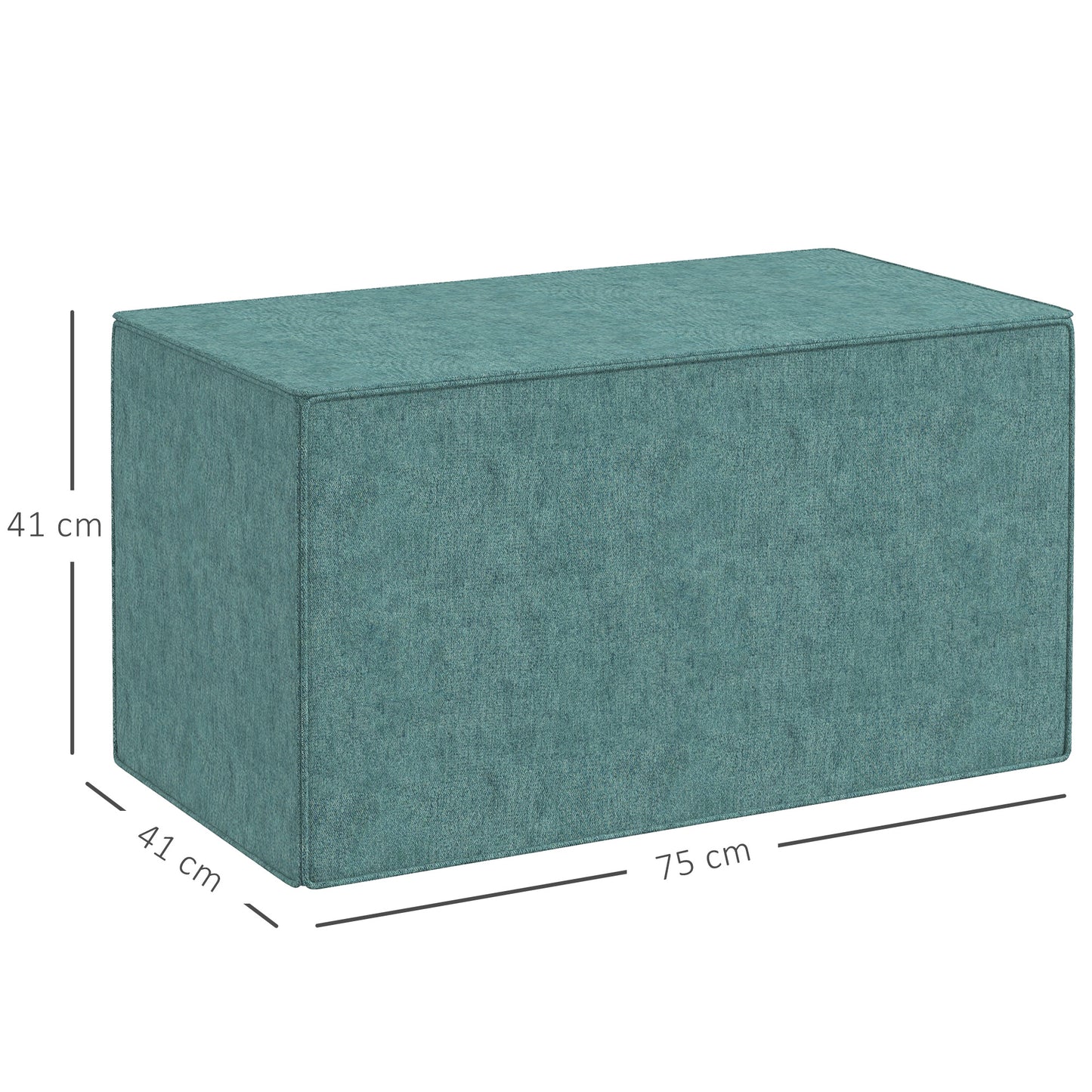 Footstool 2 in 1 with Removable Linen Effect Fabric Cover, 75x41x41 cm, Green