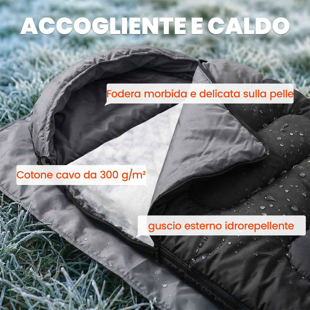 Outsunny Single Sleeping Bag for Adults, Lightweight and Compact, 75x215 cm, Black