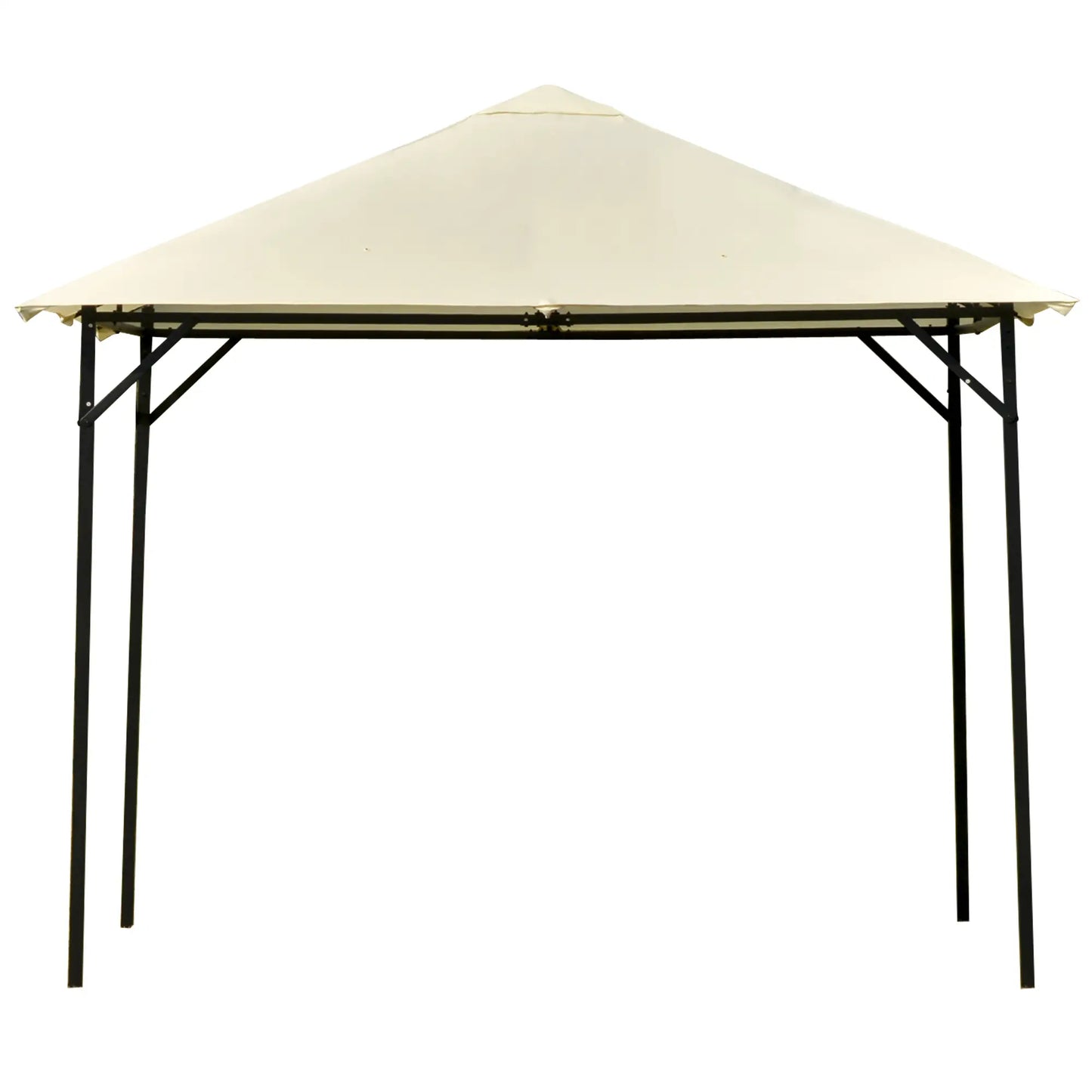 Garden Gazebo  3x3m Metal with Double Roof, White and Cream