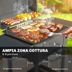 Outsunny Charcoal Barbecue, Portable Smoker with Ventilation, Thermometer and Side Shelves, Black