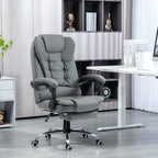 Ergonomic Office Chair 145° Reclining with Pull-Out Footrest in Faux Leather, Grey