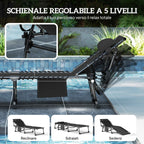 Outsunny Set of 2 Folding and Reclining Garden Sun Loungers on 5 Levels with Cushions, 57x200x38 cm, Black