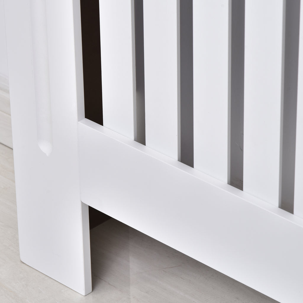 Slatted MDF Radiator Cover for Home and Office, 112x19x81 cm, White