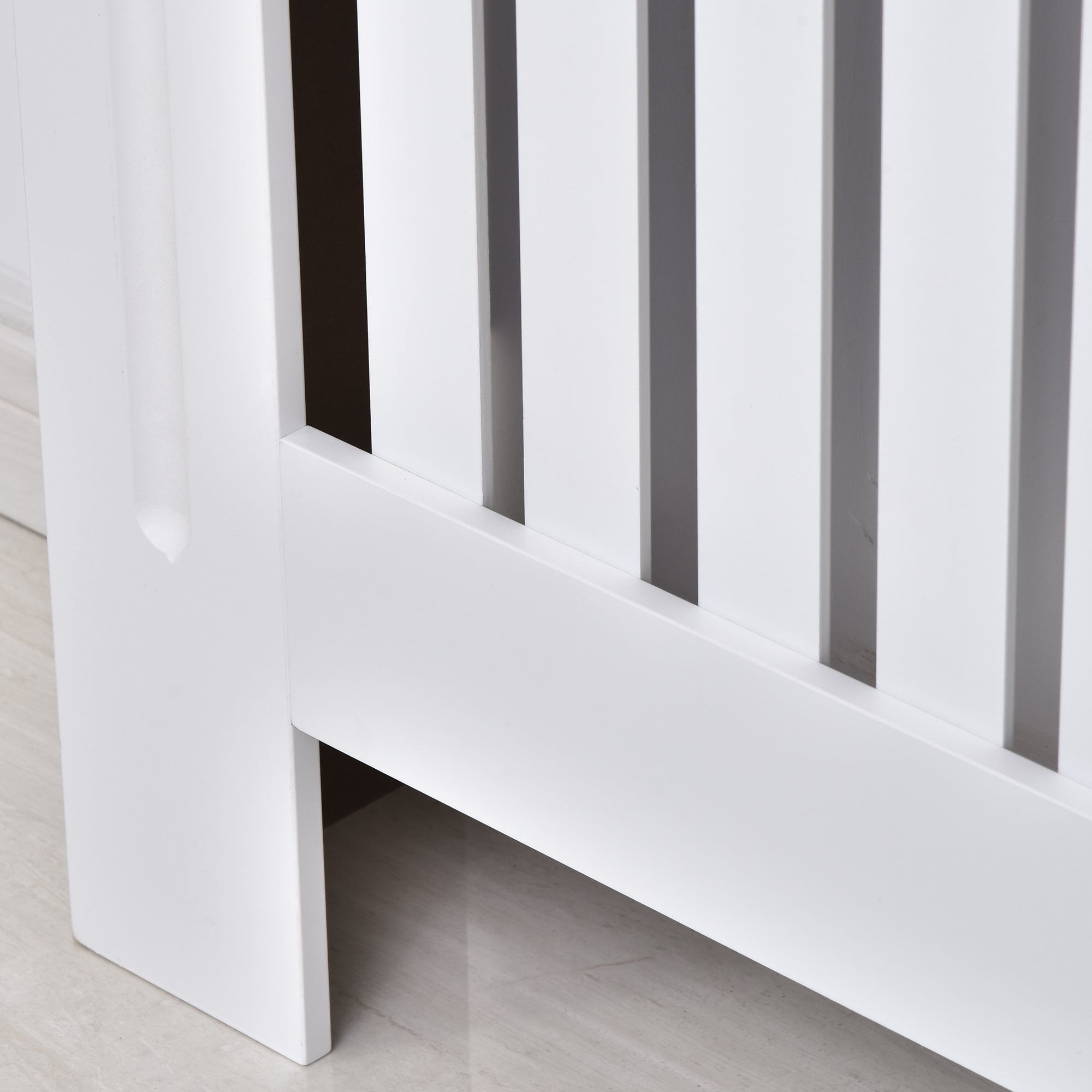 Slatted MDF Radiator Cover for Home and Office, 112x19x81 cm, White