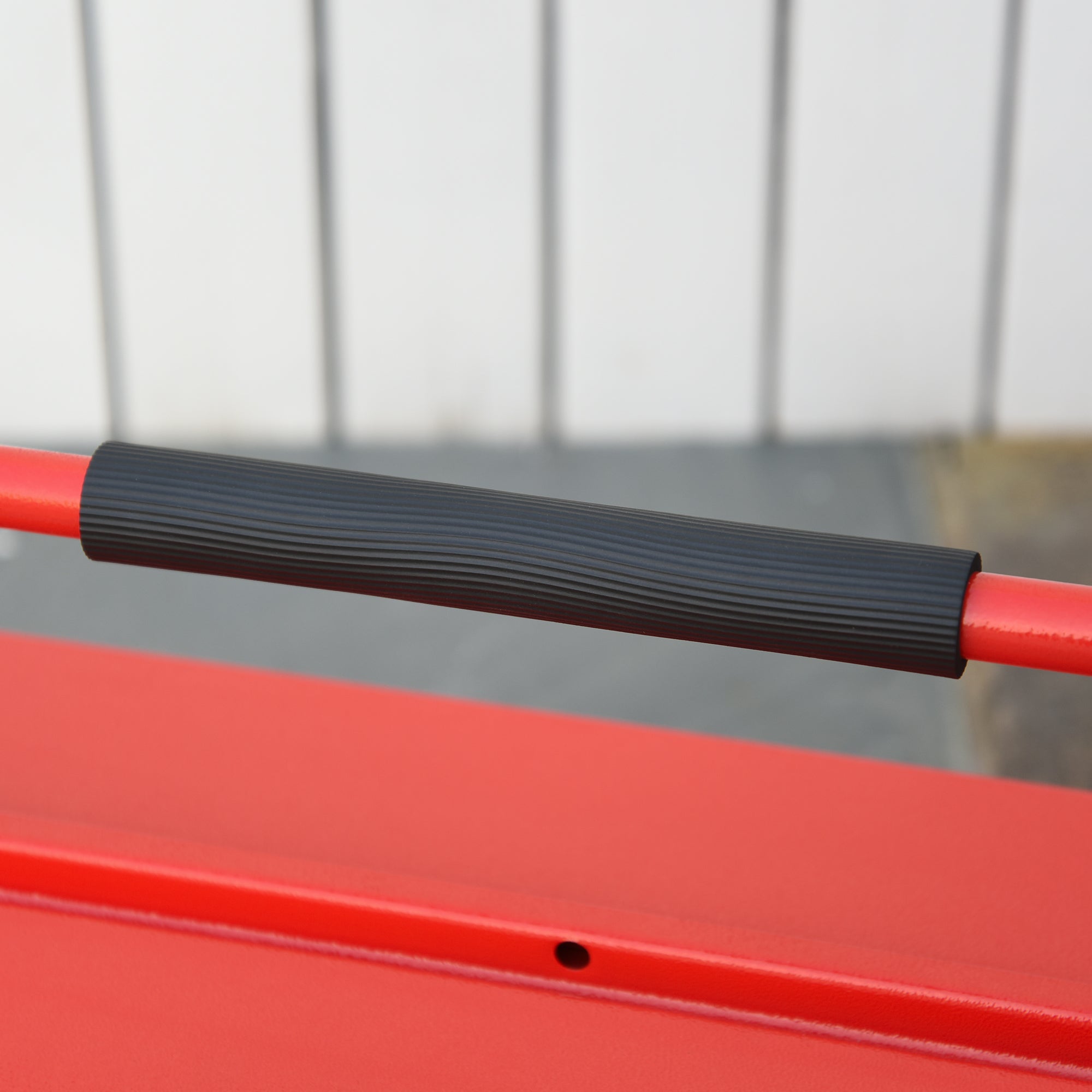 Folding Metal Tool Box with 5 Trays, 3 Shelves, Red