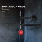 Height Adjustable Wall Mounted Speed Bag for Boxing and MMA with Pole, Steel and PU, 79x72x20 cm, Red