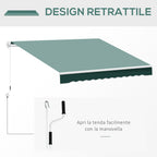 Outsunny 2.5x2m Manual Roller Arm Awning in Aluminum and Polyester, Green