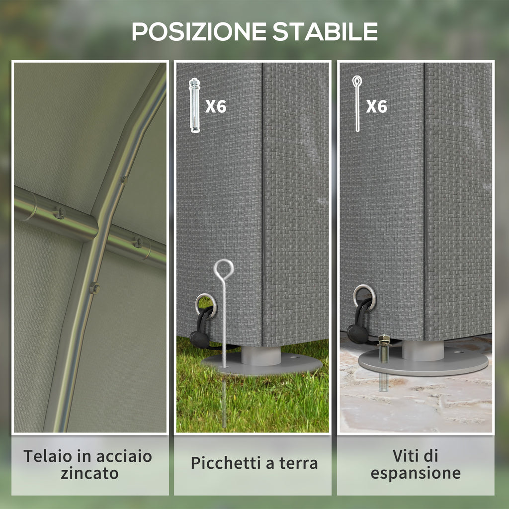 Tool Shed Garage Tent with UV Cover and Metal Frame, 120x179x165cm, Light Grey