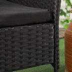 2-Seater Outdoor Sofa with Coffee Table, in Steel and PE Rattan, 137x59x82 cm, Black - Borgè