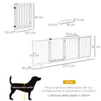 Folding Dog Gate for Small/Medium Dogs with Lock, Wooden, 237.5 x 36 x 80 cm - White
