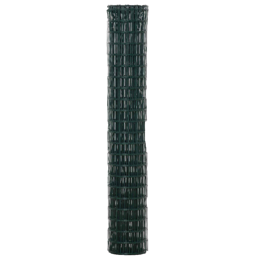 Outsunny Steel and PVC Fence Netting for Outdoor Spaces, 25m Roll and 1.7m Height, Green
