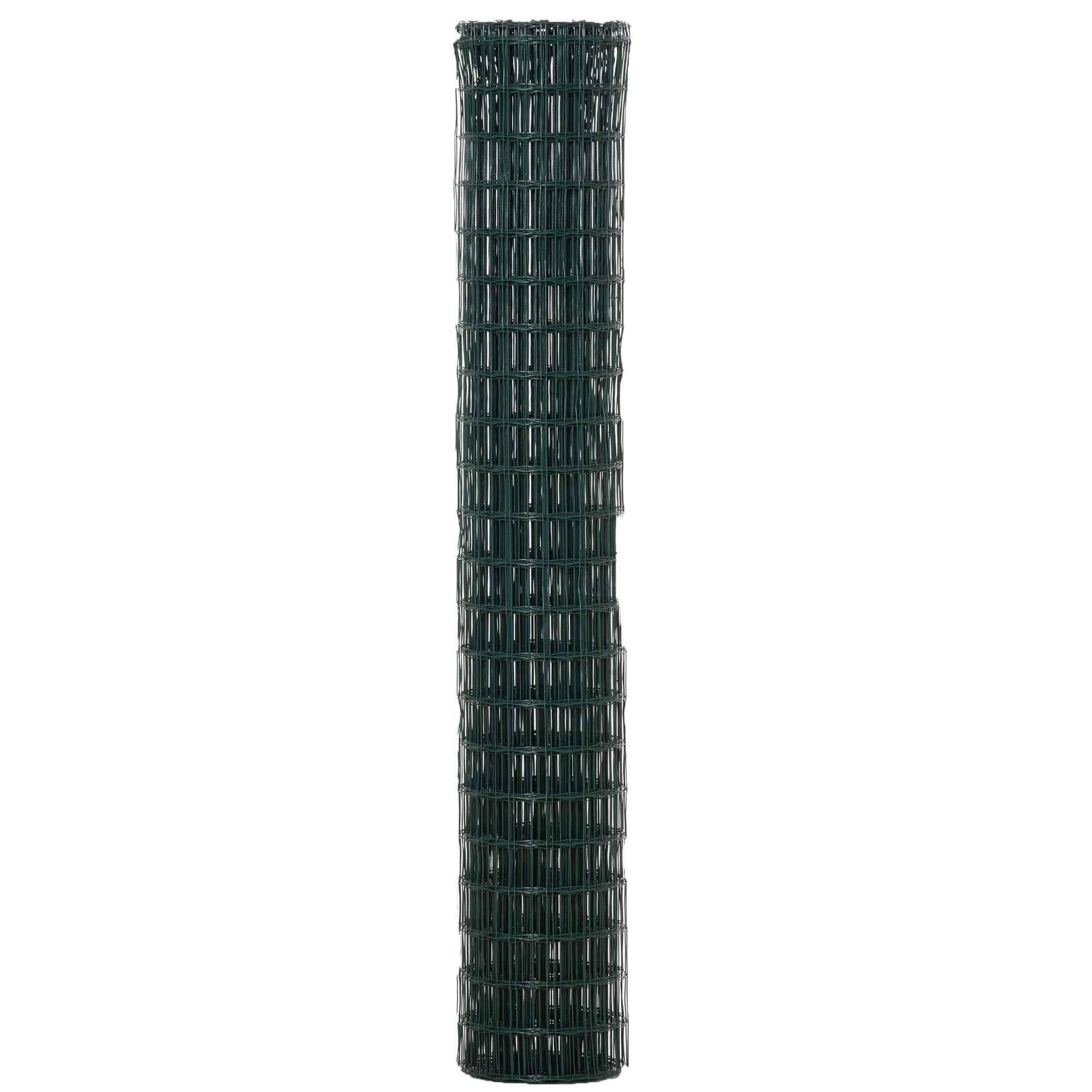Outsunny Steel and PVC Fence Netting for Outdoor Spaces, 25m Roll and 1.7m Height, Green
