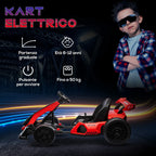 Electric Go Kart for Kids 6-12 Years 24V 12km/h with Adjustable Seat, Red