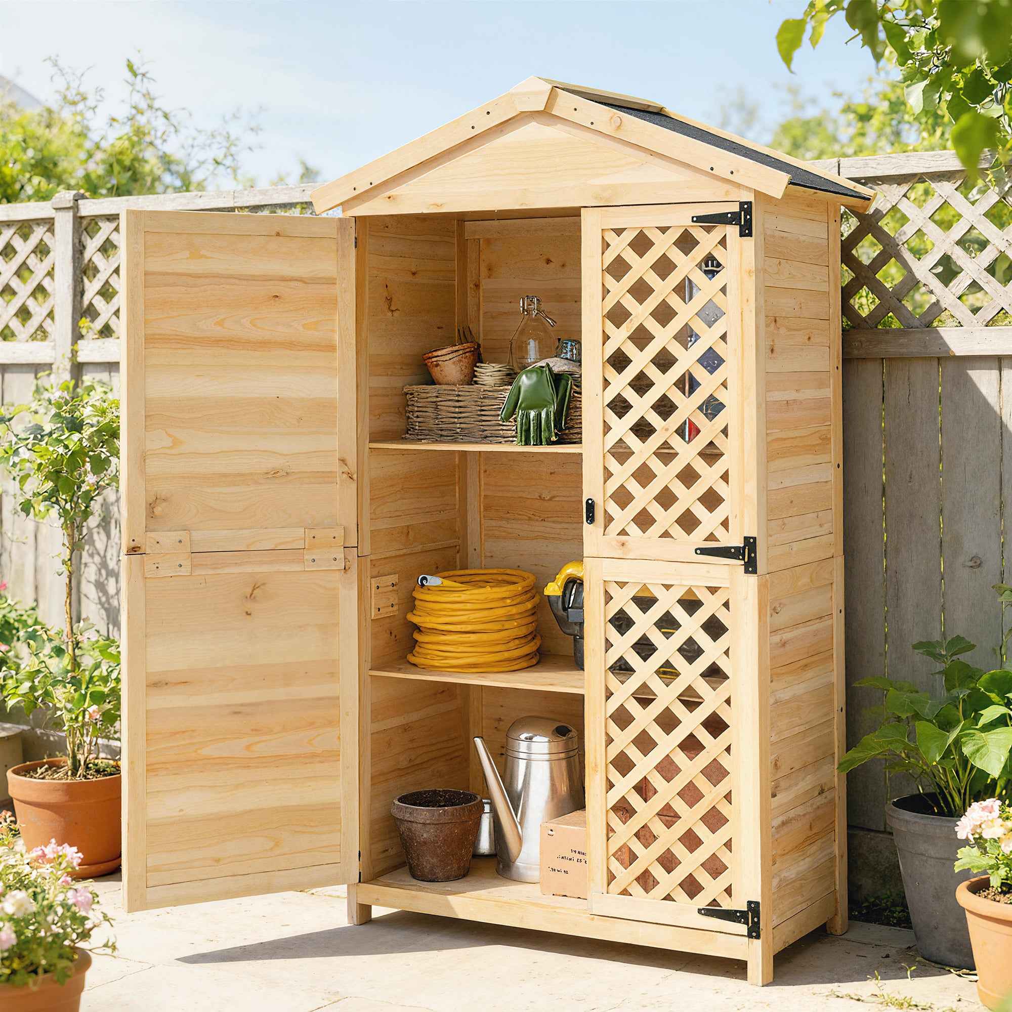 Outsunny Outdoor Cabinet: Garden Shed with Ventilated Door and Anti-Tip Kit.