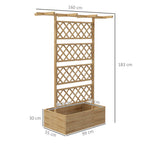 Outsunny bed for vegetable garden with trellis and pergola for climbing backgrounds with open background, 160x55x183cm, natural wood - Borgè