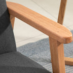 Vintage Style Upholstered Living Room Armchair with Wooden Armrests, 68.5x78.5x75 cm, Dark Grey