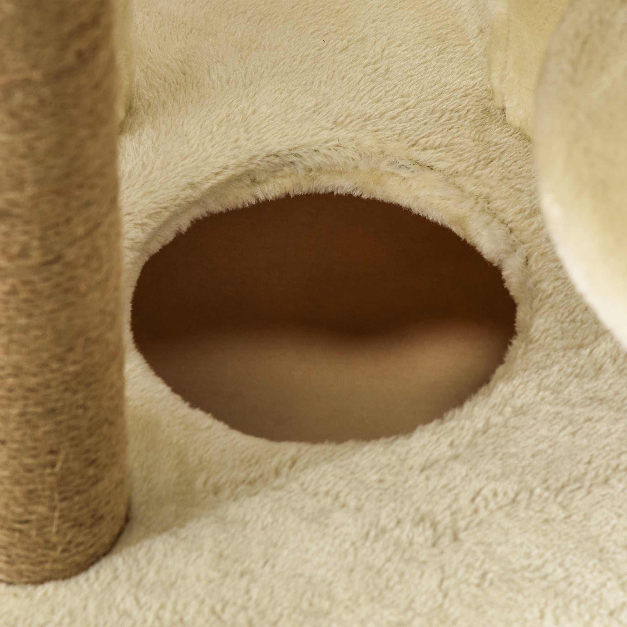 Cat Tree, 136 cm Tall, with Removable House, Cat House and Bed, Jute Poles, Beige