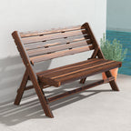 Outsunny 2-Seater Folding Garden Bench with Slatted Pine Wood, 122x63x83 cm, Carbonized
