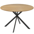 HOMCOM Industrial Style Round Dining Table with Steel Cross Legs, Ø120x75 cm, Oak Color