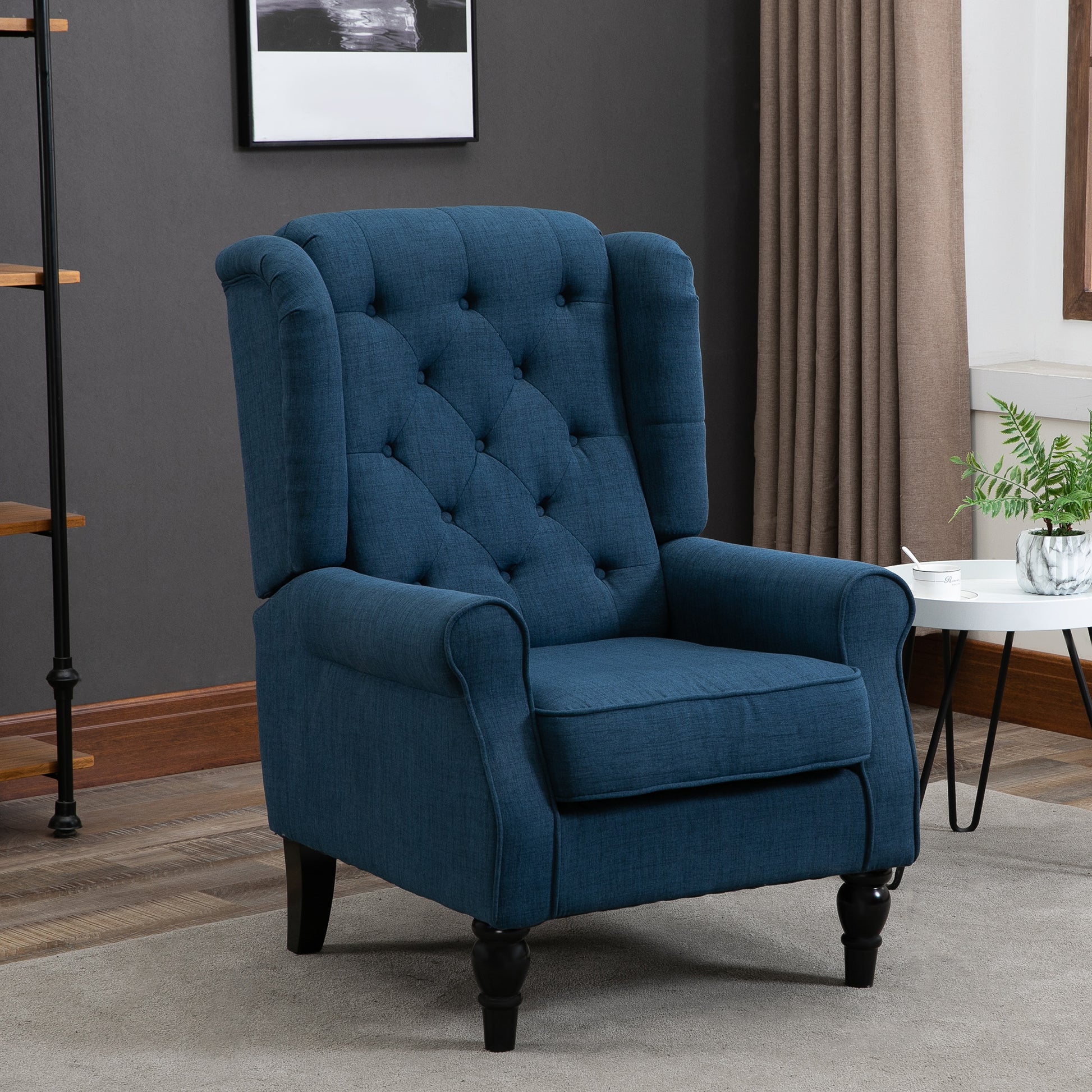 HOMCOM French Style Living Room Armchair with Padded Seat and Cushions, in Polyester, 74x86x102 cm, Blue - Borgè