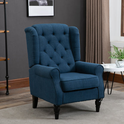 HOMCOM French Style Living Room Armchair with Padded Seat and Cushions, in Polyester, 74x86x102 cm, Blue - Borgè