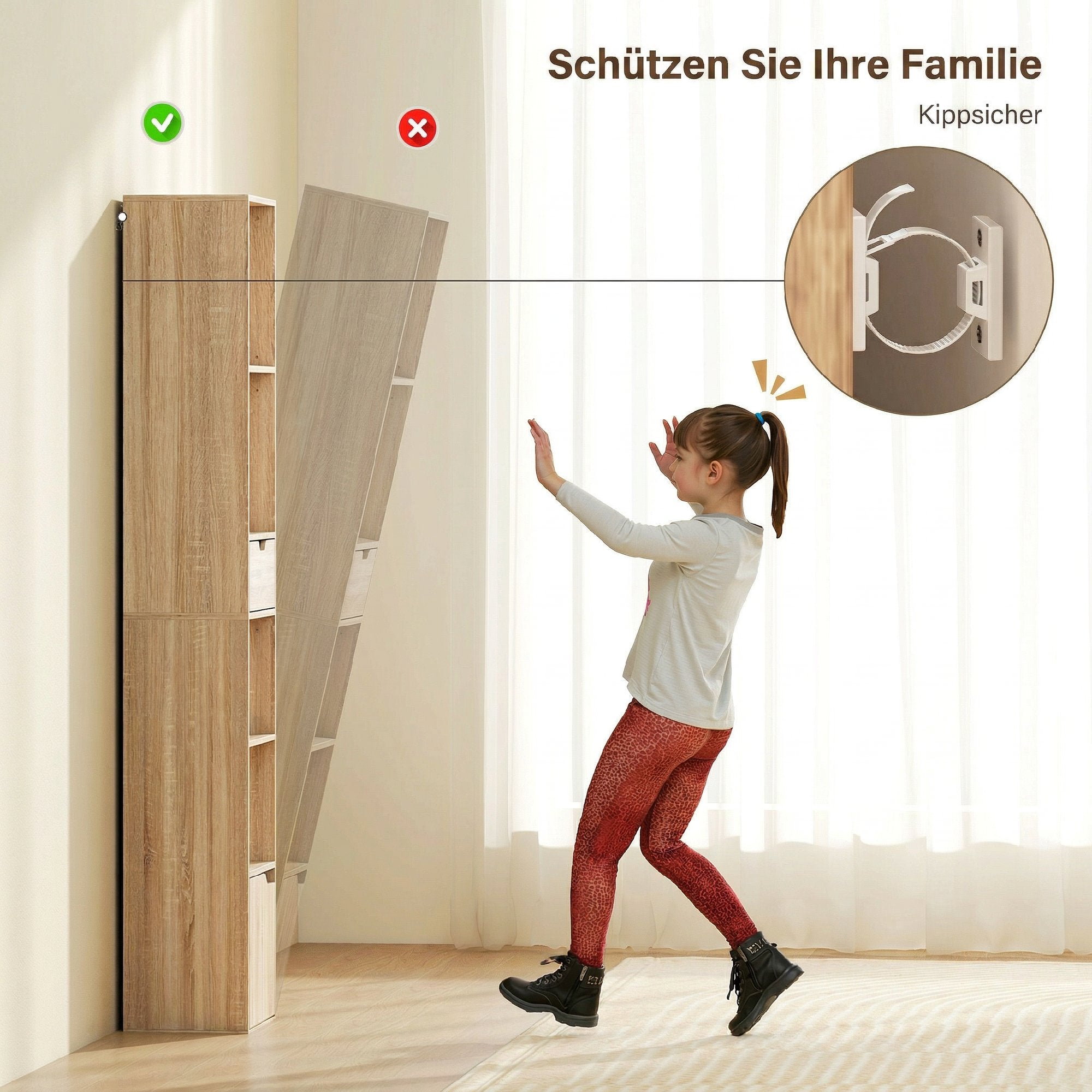 HOMCOM 4-Tier Open Bookshelf with Cabinet and Drawer, 30x24x158 cm, Wood Color