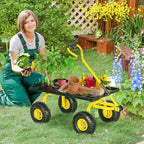 Outsunny Steel Garden Cart with 150 kg Capacity and Coated Handle, 94 x 48.5 x 100 cm, Yellow and Black
