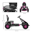 Pedal Go Kart for Kids Ages 5-12 with Adjustable Seat, Metal and PP 121x58x61 cm, Pink and Black