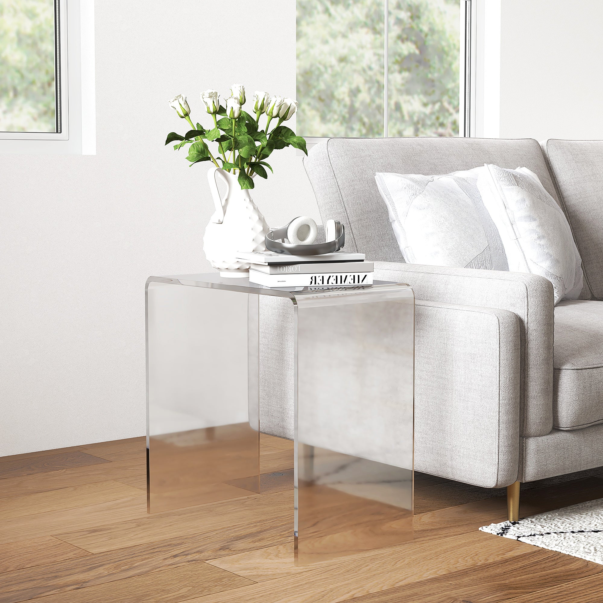 Homcom Living room coffee table in UC with smooth edges and rounded corners, 53.5x30.5x53.5 cm, transparent - Borgè