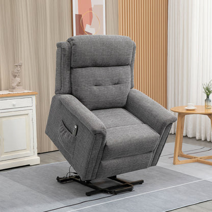 Lifting Reclining Relax Chair with Footrest, Grey Fabric Upholstery