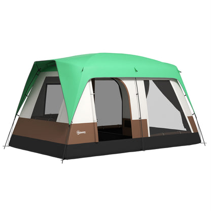 Outsunny 4-Person Waterproof Tunnel Camping Tent with Mesh Windows, Polyester, 490x305x225 cm, Green - Borgè