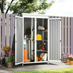 Outsunny Garden Cabinet with Removable Shelves and Lockable Door, Wood and Steel, 94x43x166 cm, White and Black
