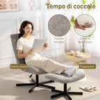 HOMCOM 4-Level Velvet Recliner Chair with Independent Footrest, 66x80x93-104 cm, Grey