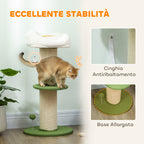 92cm Cat Tree with Sisal Pole and Flower-Shaped Cat Bed, Green