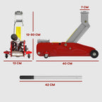 HOMCOM Hydraulic Jack with 12-30 cm Lift and 2 Ton Capacity, Reinforced Steel, Red and Grey