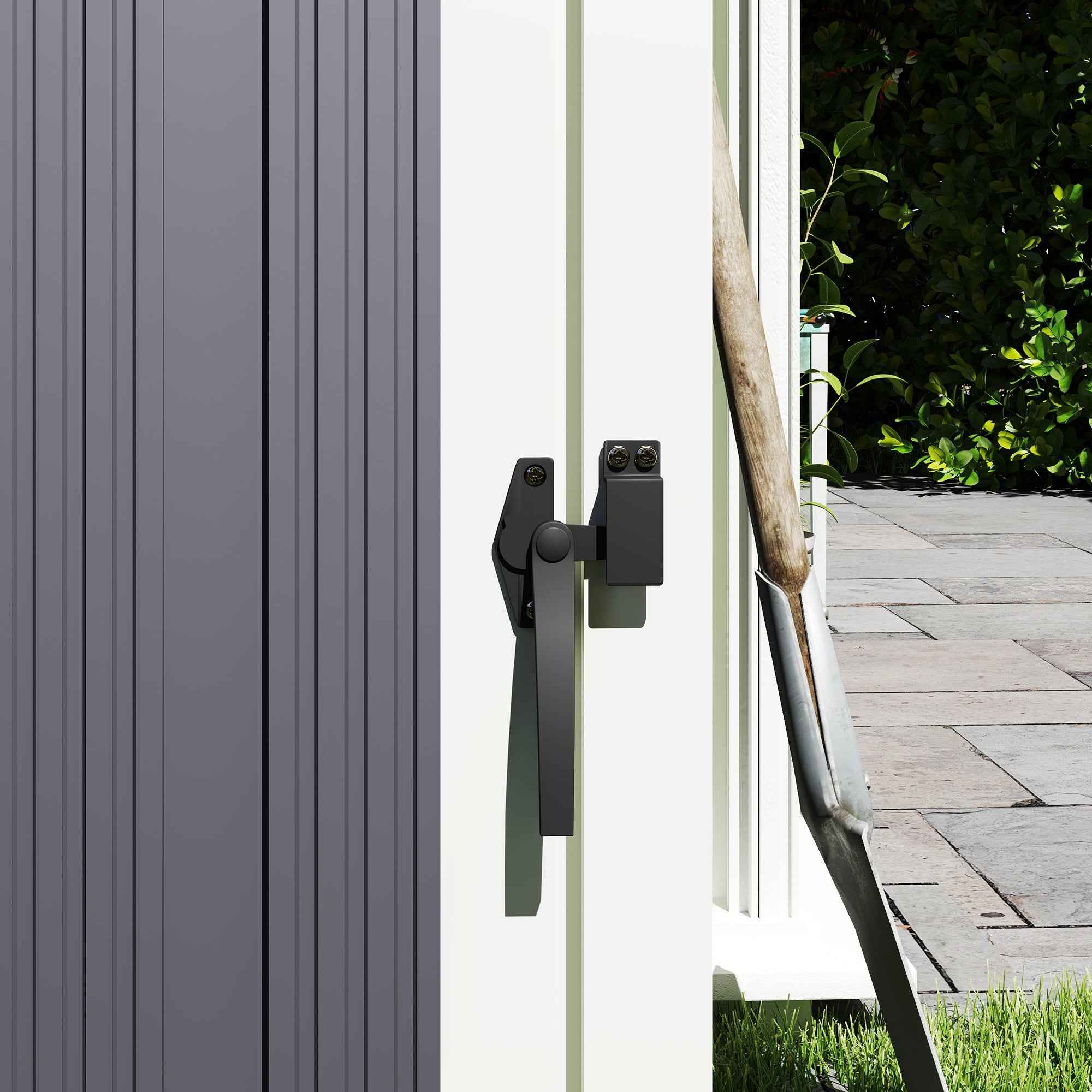 Outsunny 2-Section Garbage Can Shed with Lift-Off Lid, Galvanized Steel, 146x81x122 cm, Dark Grey