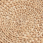 Boho Style Round Storage Ottoman with Natural Upholstery, Coffee Table Ø43x43cm, Khaki