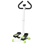 Stepper with Handlebar, Non-Slip Pedals and LCD Monitor, in Steel and ABS, 55x44x108 cm, White Black and Green