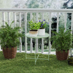 Outsunny Garden Table with Removable Tray and Folding Steel Legs, Ø46x50 cm, Green