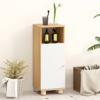 Space-Saving Bathroom Cabinet with 2 Shelves and Open Compartment, 30x30x79.7 cm, White and Wood