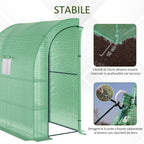 Outsunny Wall-Mounted Greenhouse with 2 Shelves for Plants and Flowers in Steel and PE, 200x100x215 cm, Green