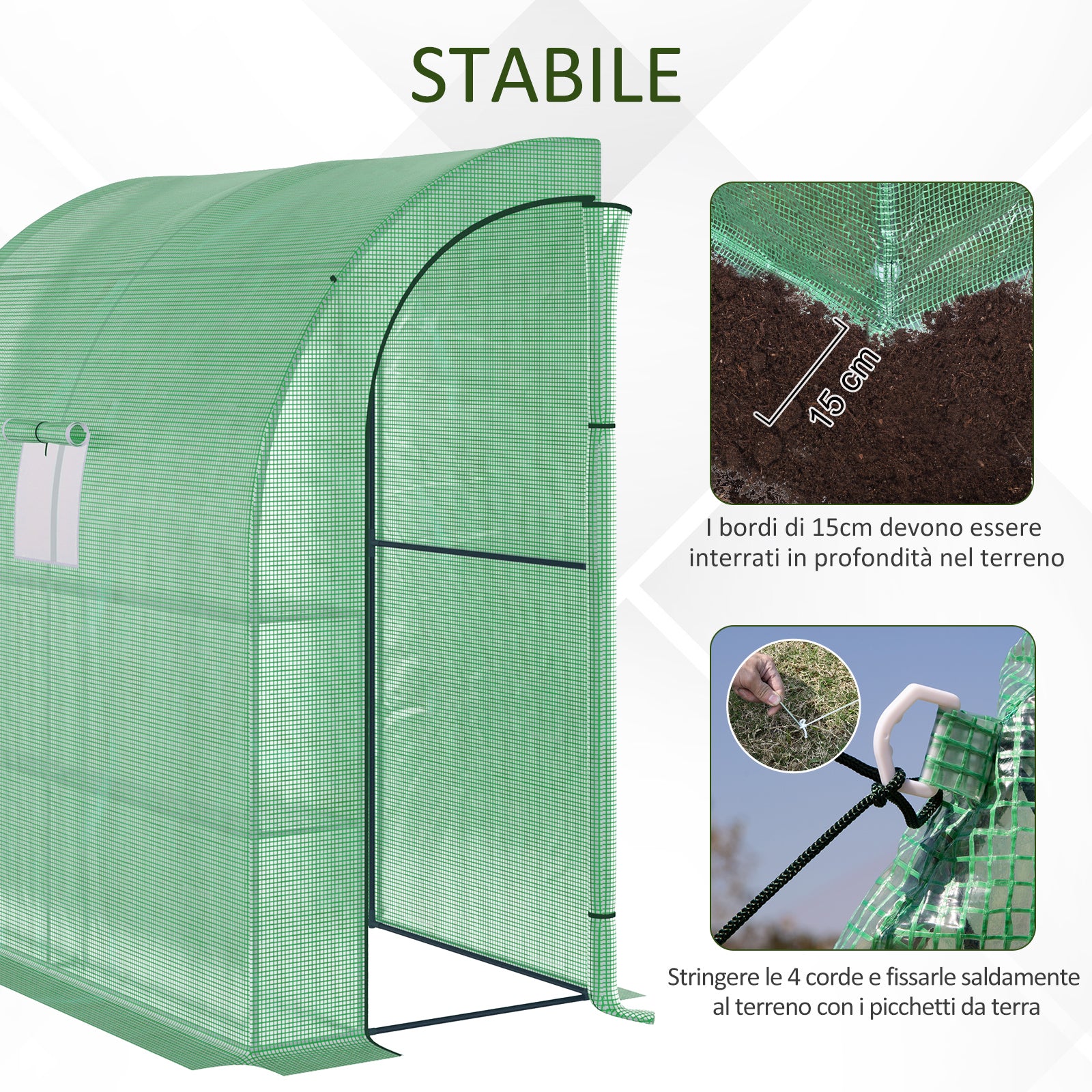 Outsunny Wall-Mounted Greenhouse with 2 Shelves for Plants and Flowers in Steel and PE, 200x100x215 cm, Green