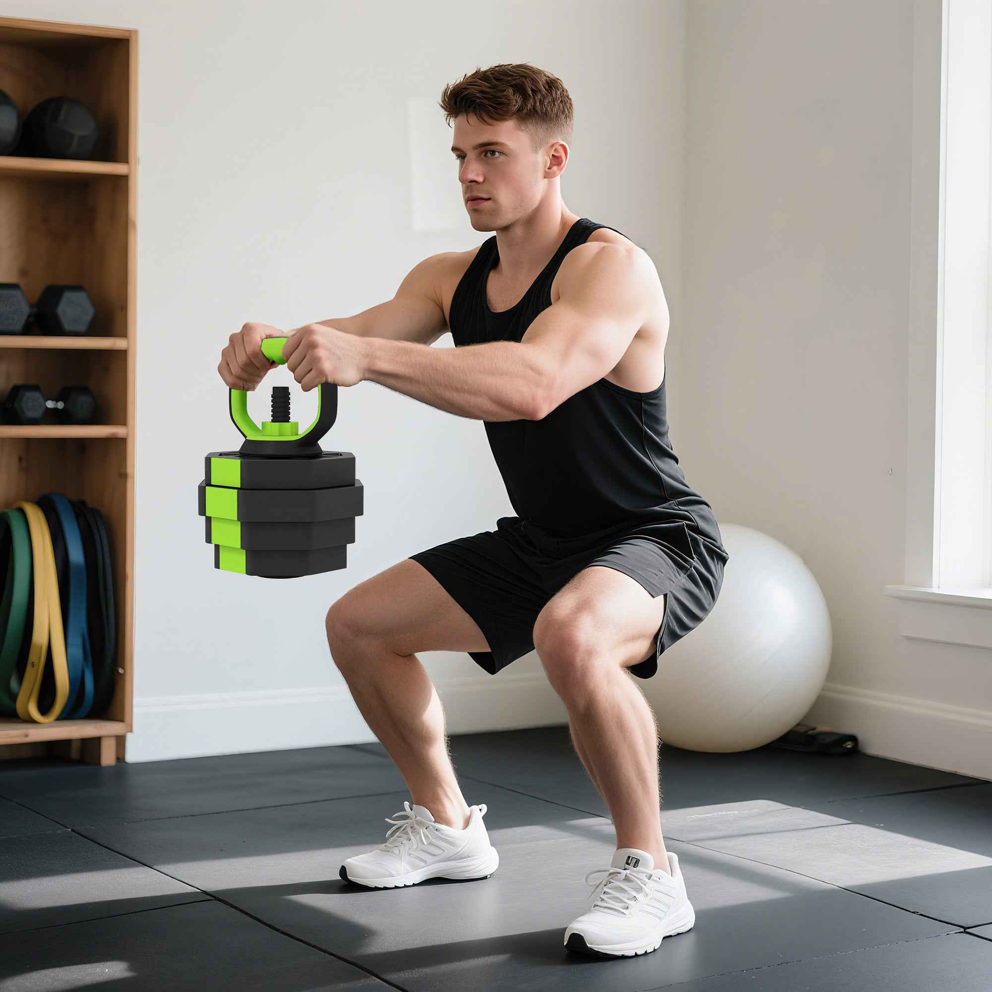 SPORTNOW 6-in-1 Multifunction Gym Weight Set, 25kg Total, Made of Plastic and Sand, 125x18x18 cm, Green