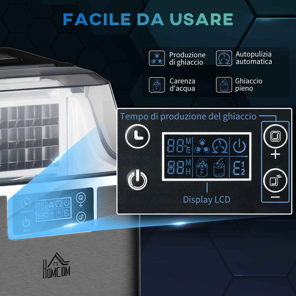 Ice Maker, 20kg in 24 Hours, 24 Cubes in 14-18 Minutes, Self-Cleaning System, Black