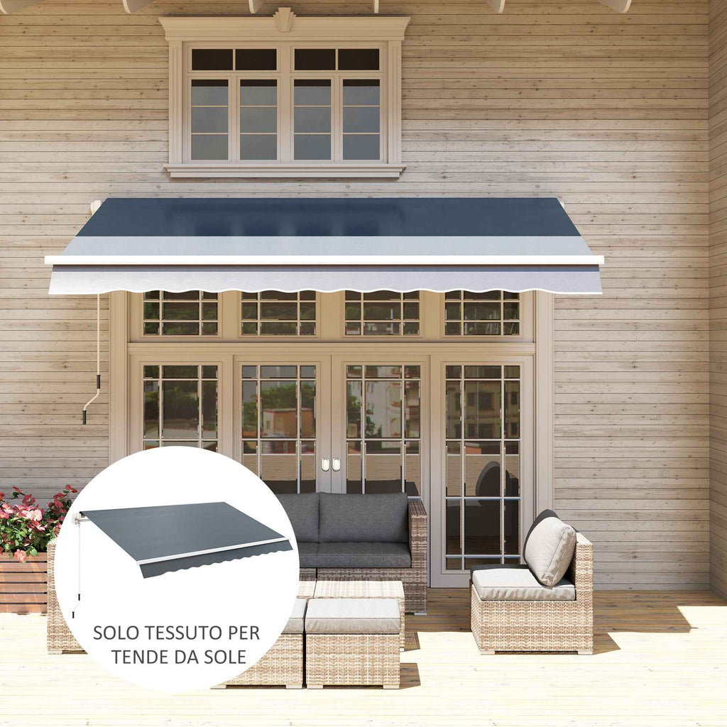 Outsunny Replacement Awning Cover for 4x3m Retractable Sun Shade Canopy in UV 50+ Polyester, Grey