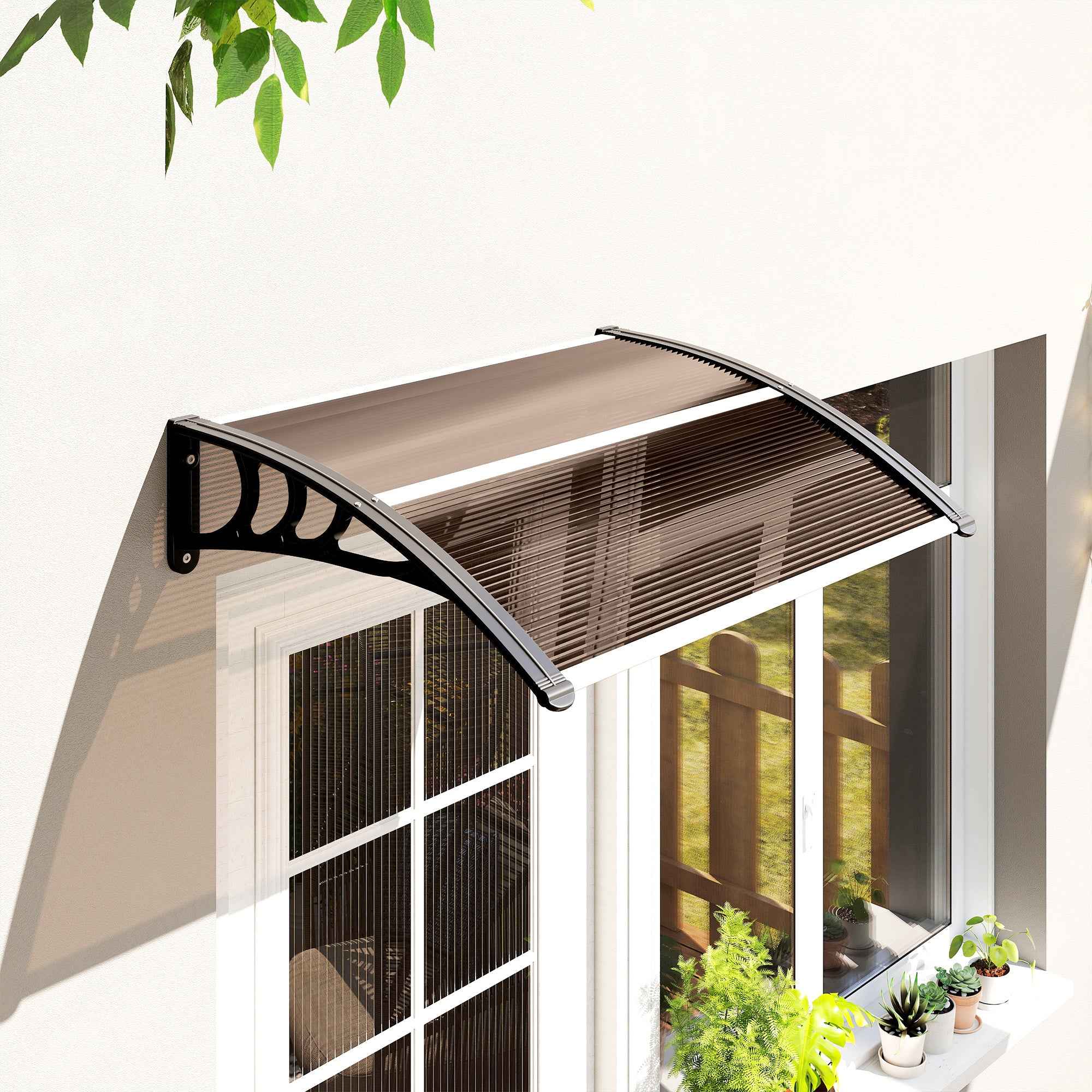 Outsunny Waterproof and Anti-UV Outdoor Canopy, in PC, PP and Aluminum, 75x120x23 cm, Brown and Black