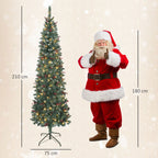 Illuminated Christmas Tree with 300 LED Lights, 55 Pine Cones and 55 Berry Bunches, Ø75x210 cm, Green and Silver