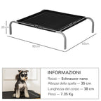 PawHut Raised Dog Bed with Breathable Seat, in Metal and Fabric, 90x65x20 cm, Black and Silver - Borgè